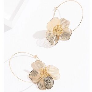 Gold Floral Earrings with Enamel Accents